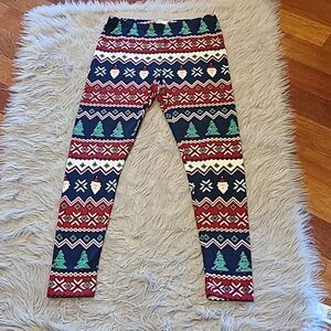 SO womens red, blue and green Christmas‎ print soft leggings size medium